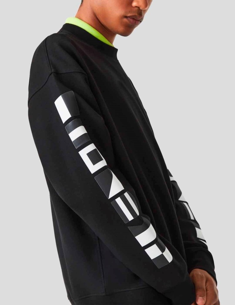 Felpa LACOSTE vestibilità sciolta con stampaggio riflettente noir